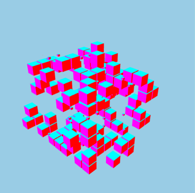 Mynd af Conway's game of life útfært í þrívídd